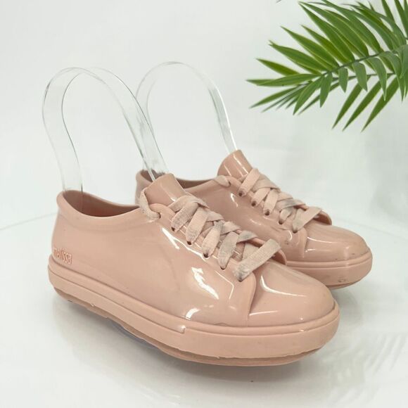 Dreamed by Melissa Girls Shoes Toddlers Size 13 Light Pink Lace Up PVC Sneakers - Picture 1 of 13
